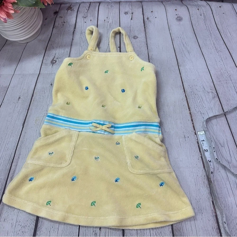 Gymboree 2004 Soft Yellow sunDress  embroidered beach theme terry cloth sz 3T